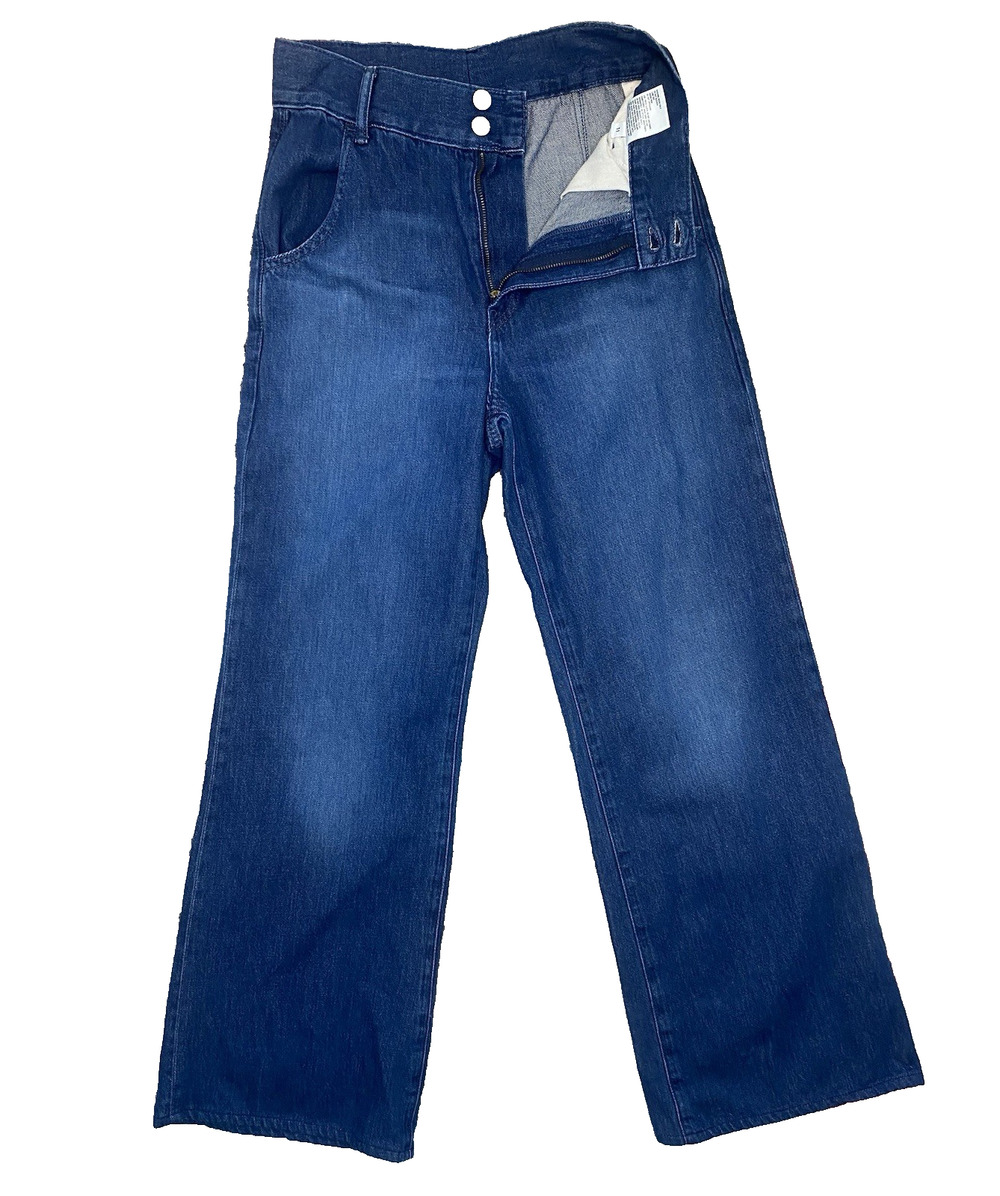 Uniqlo Jeans Womens Size 25x32 Wide Flare High Rise Blue Casual Denim Pants